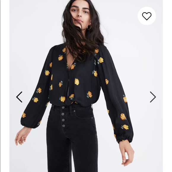 Madewell bubble sleeve top in floating florets - Picture 2 of 7